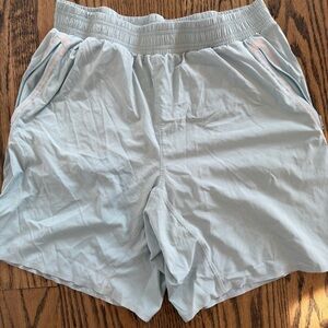 ALO Yoga Light Blue and White Shorts